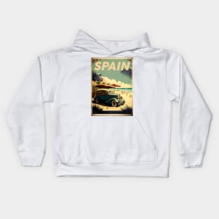 Spain Beach Vintage Travel Art Poster Kids Hoodie